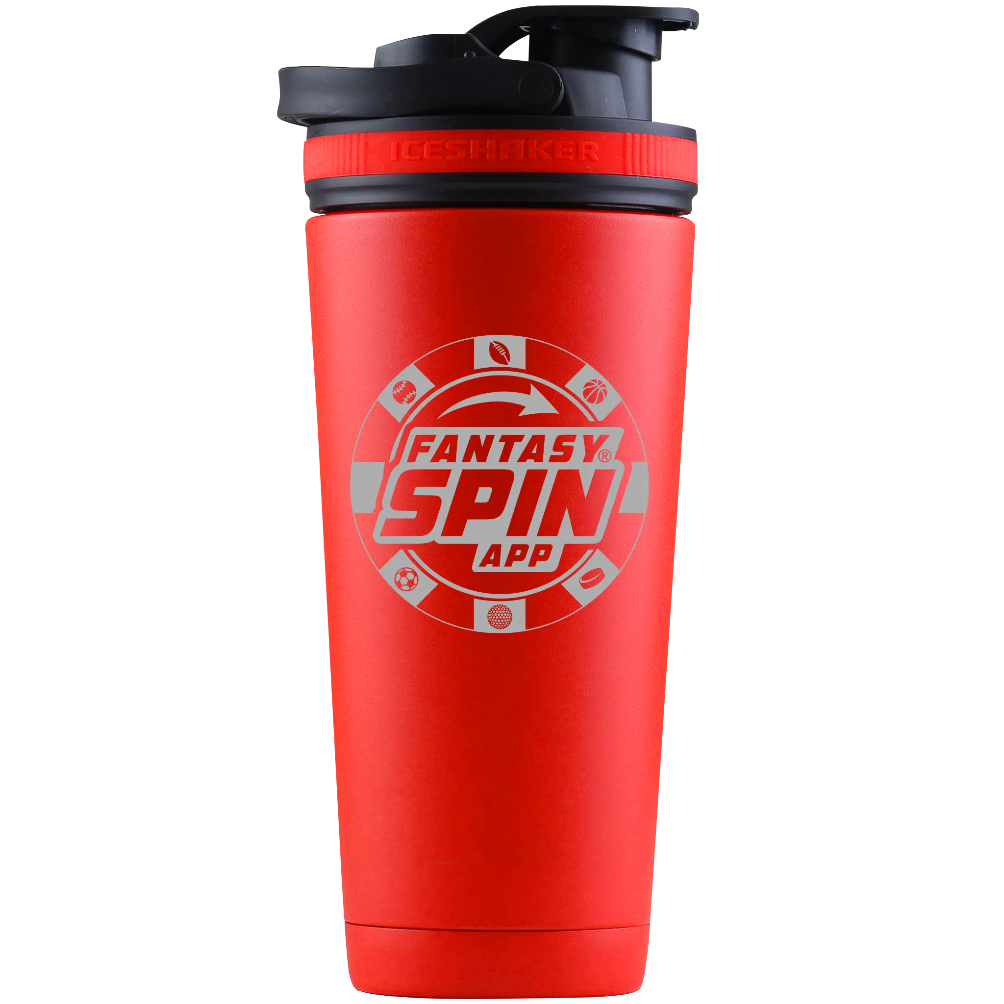 FantasySpin Ice Shaker Bottle - Red - 26 oz.