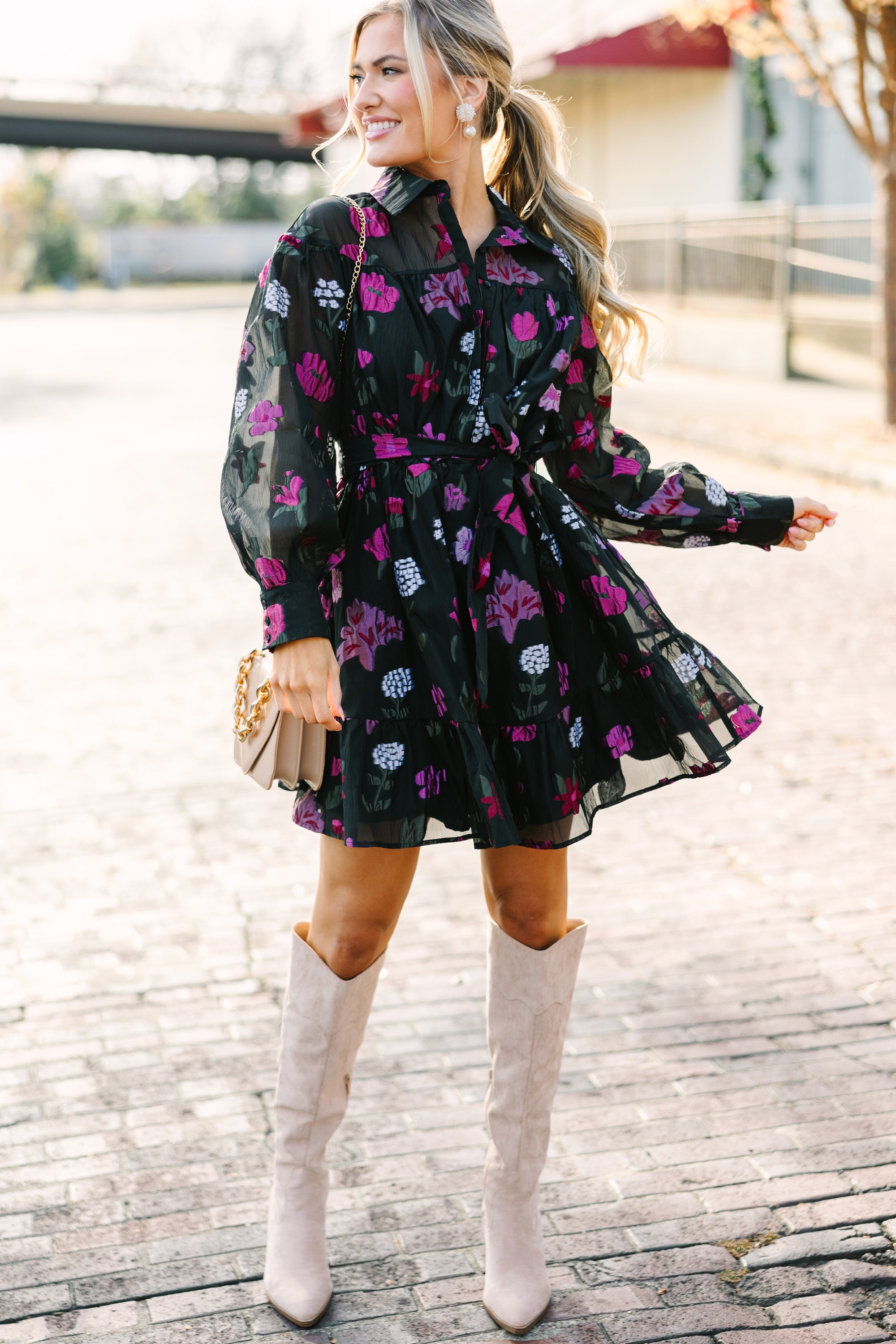 Fate: It's Your World Black Floral Dress