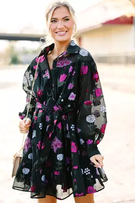 Fate: It's Your World Black Floral Dress