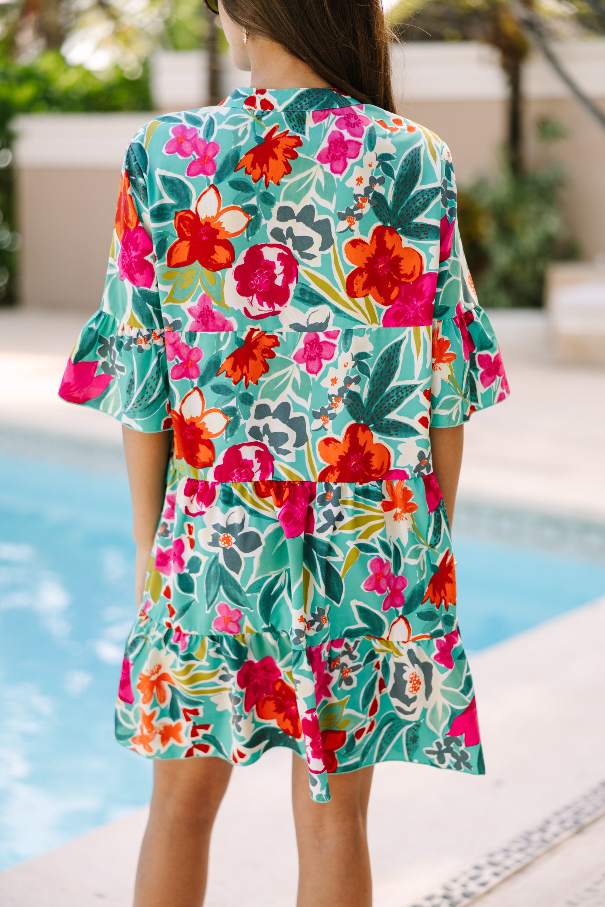 Feeling Like Love Jade Green Floral Dress