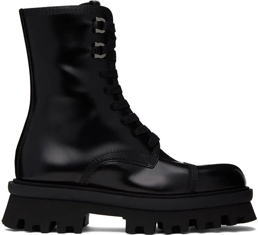 Ferragamo Black Combat Boots