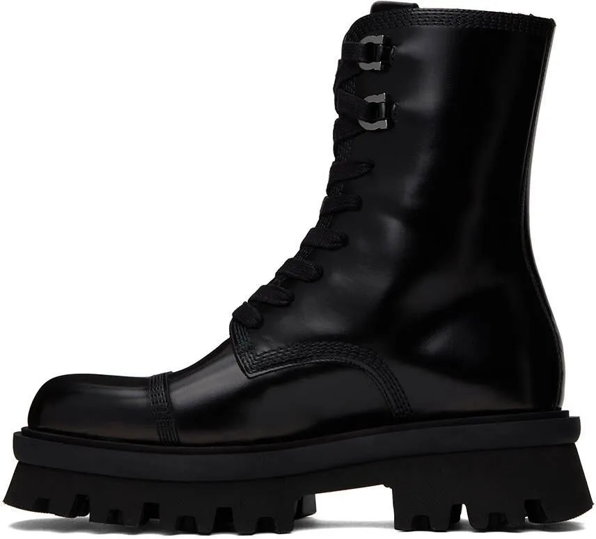 Ferragamo Black Combat Boots