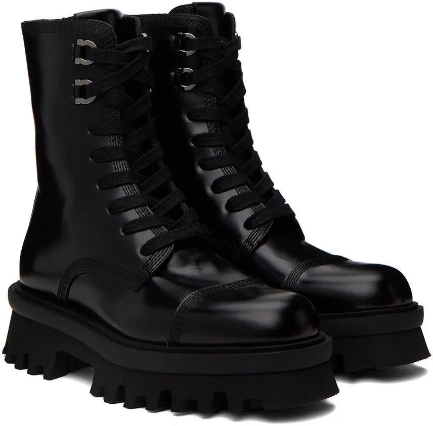 Ferragamo Black Combat Boots