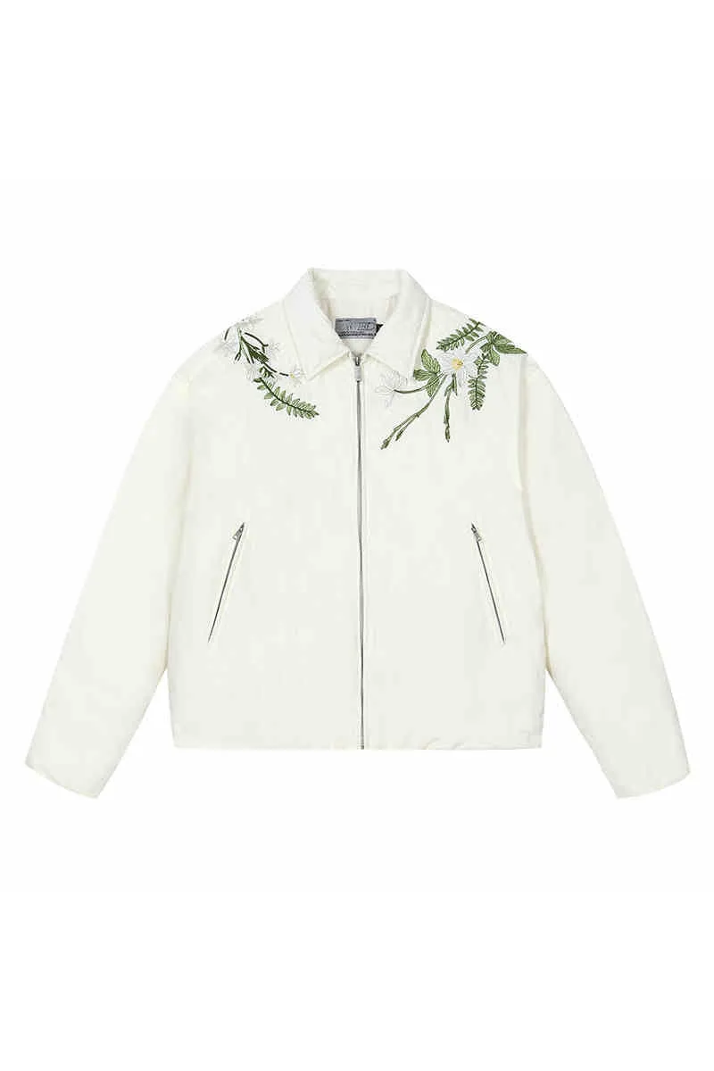 Floral Embroidery Lapel CollarDown Coat