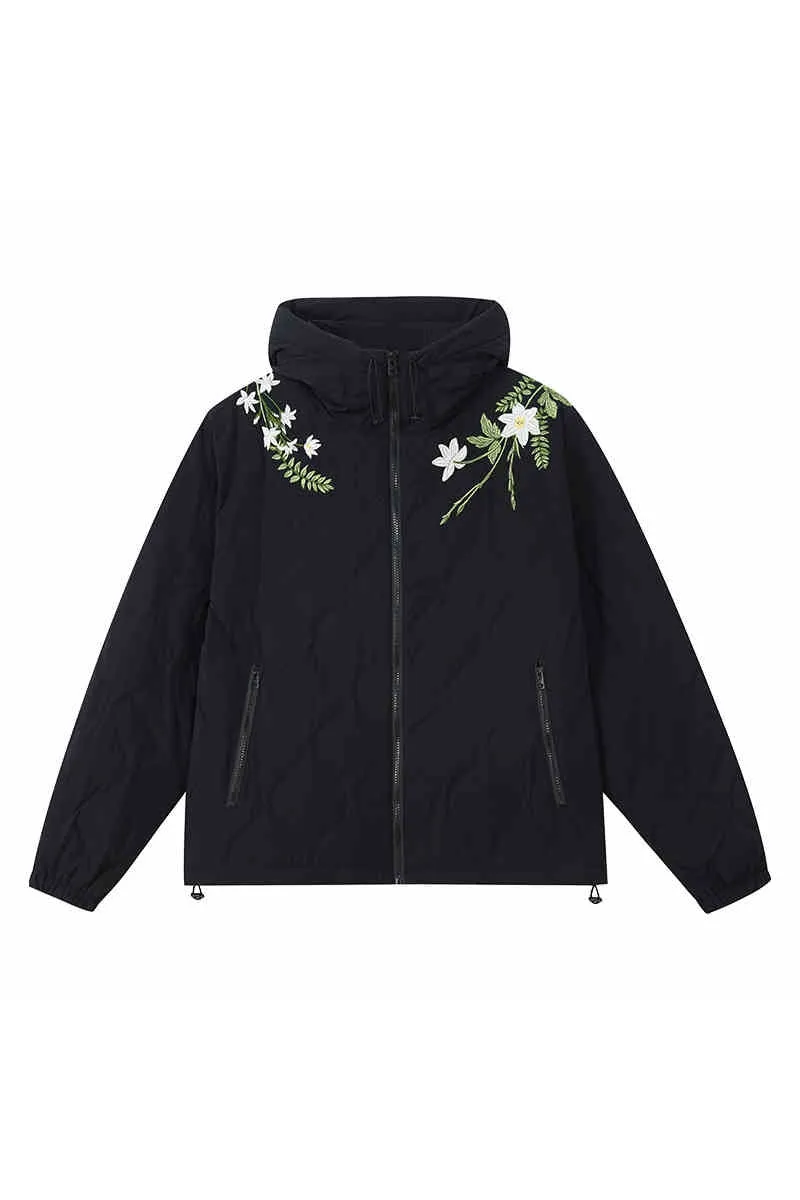 Floral Quilted Hooded Down Coat