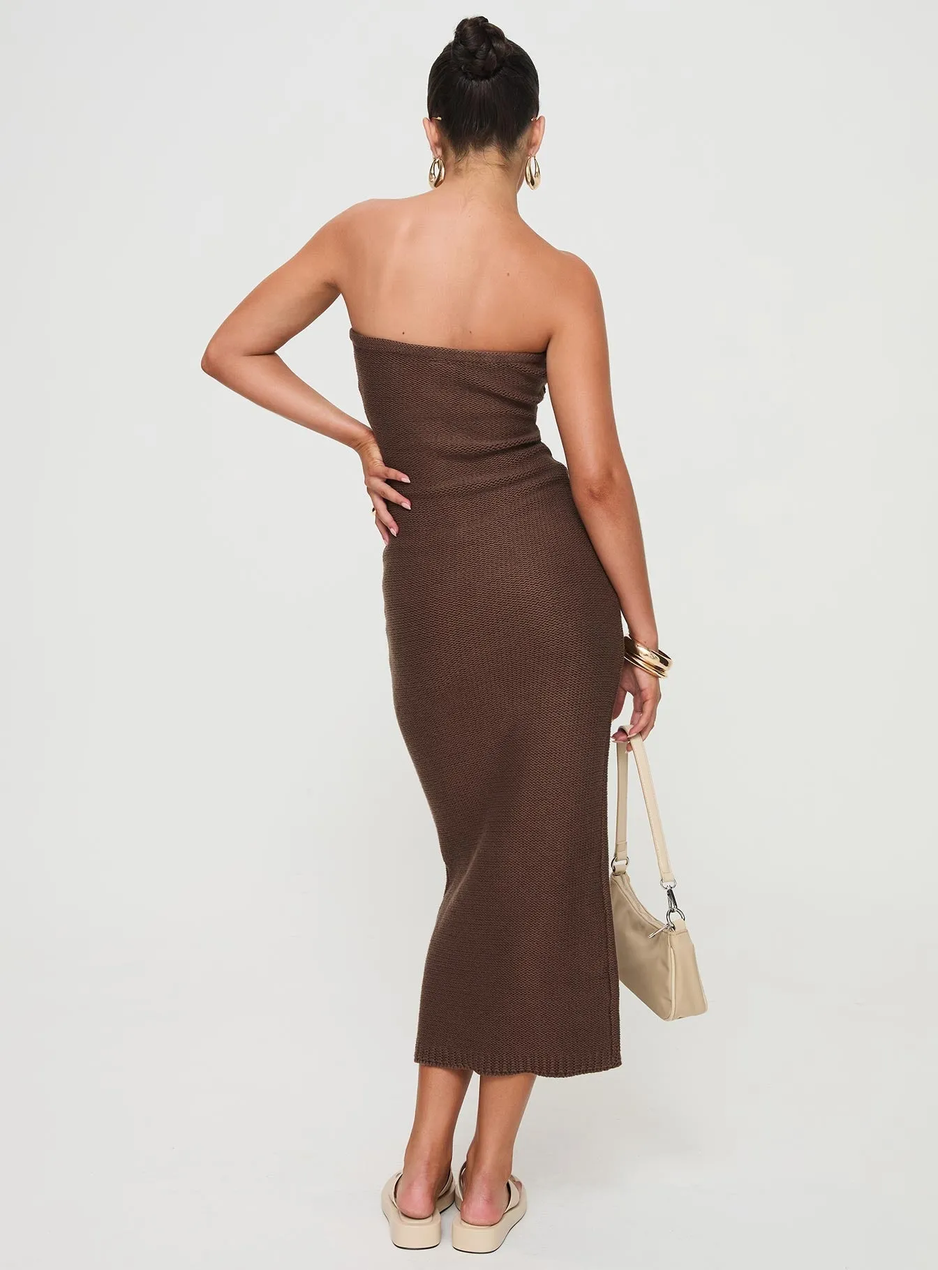 Flow Strapless Maxi Dress Brown