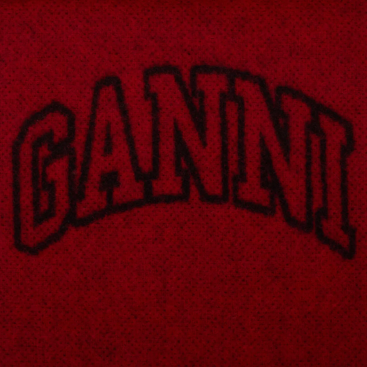 GANNI The Sustainable Edit Please Recycle Logo Fringed Scarf - Winery