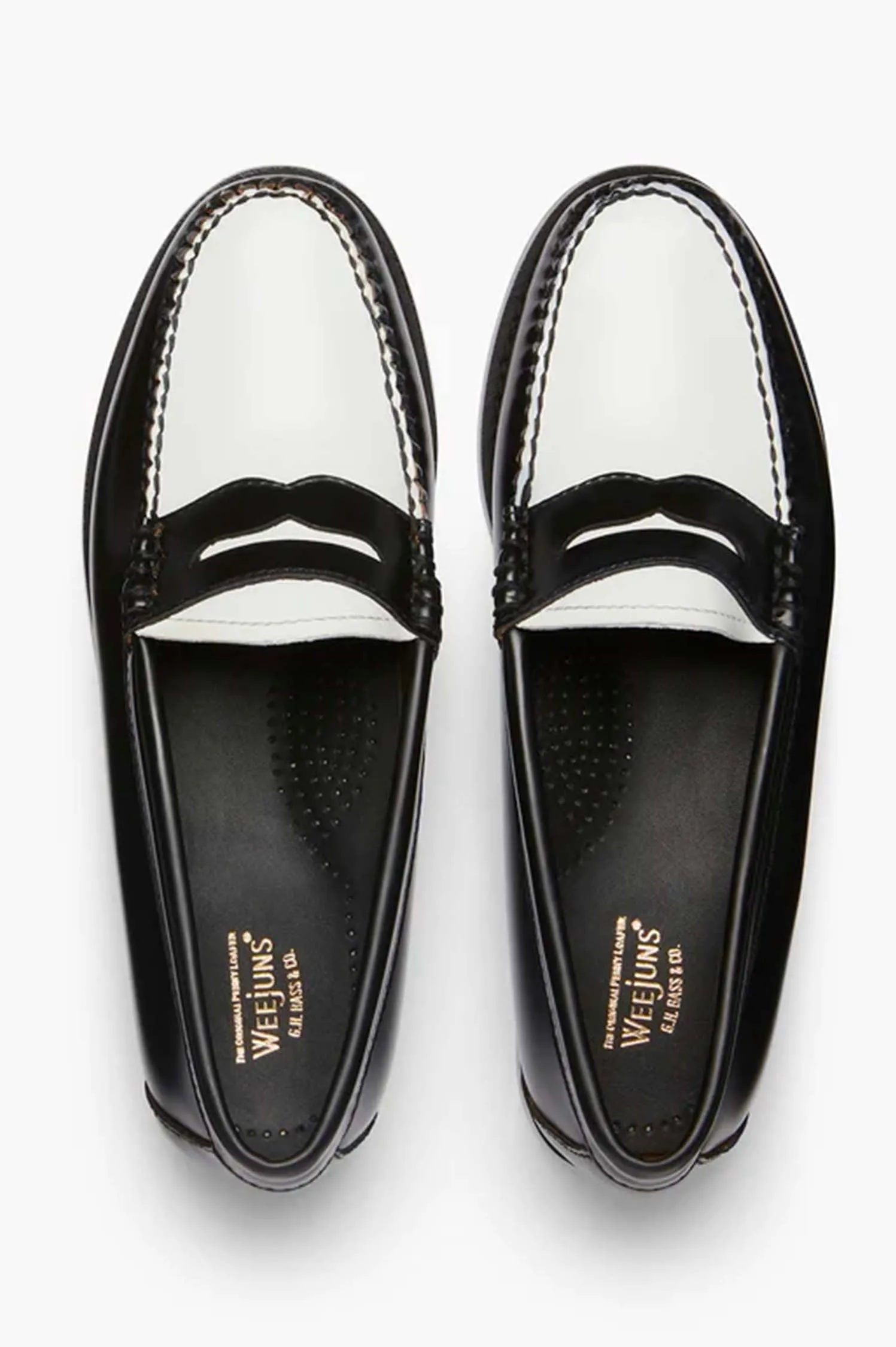 GH BASS PENNY LOAFERS BLACK & WHITE