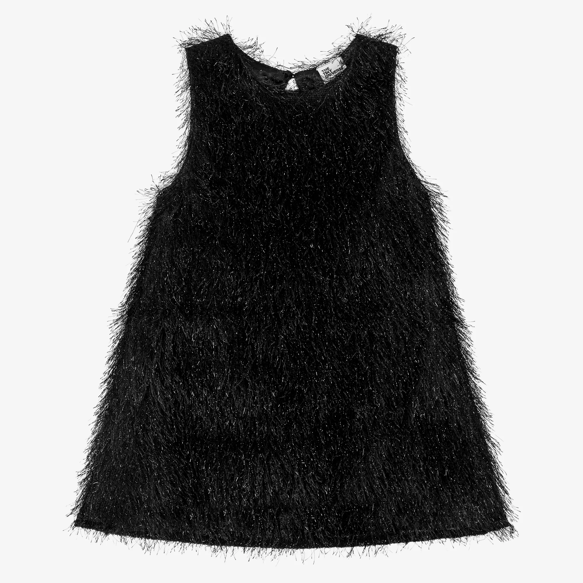 Girls Black Fringed Sleeveless Dress