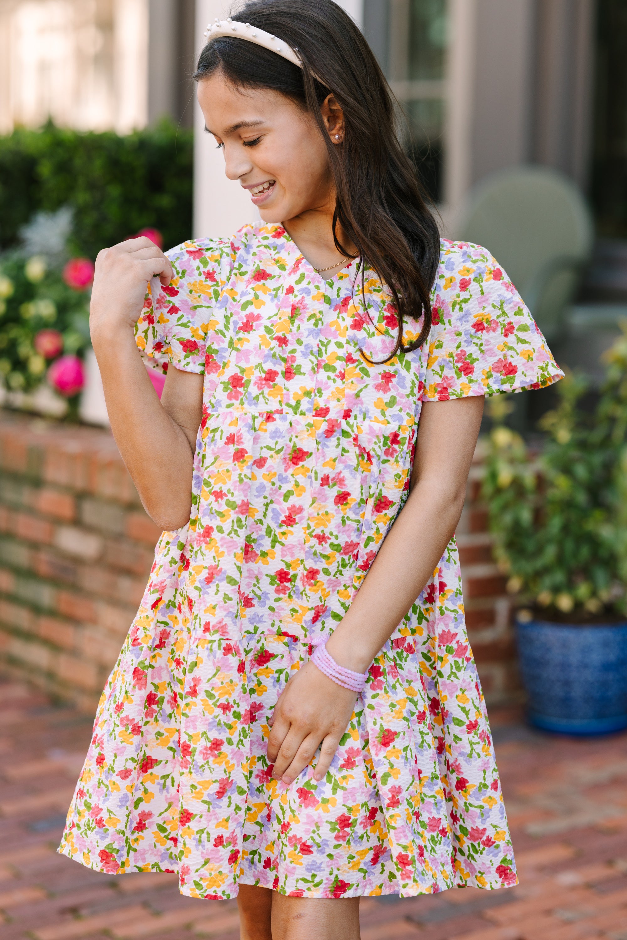 Girls: It's A Dream Yellow Ditsy Floral Dress