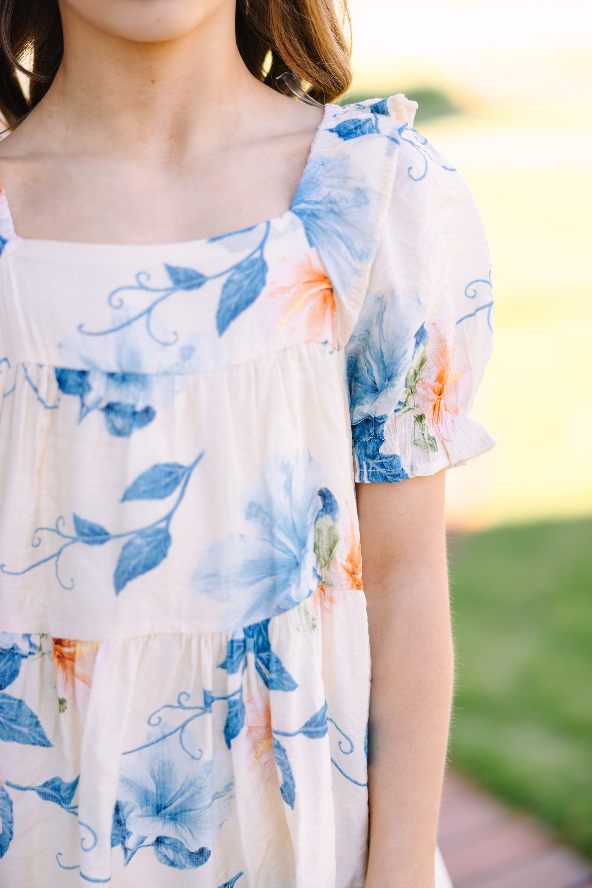 Girls: Sunny Days Ivory White Floral Dress