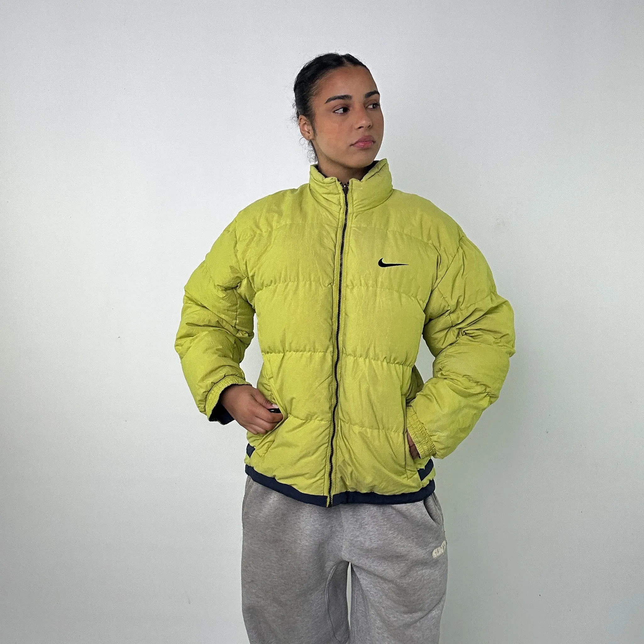 Green 90s NIKE Reversible Puffer Jacket Coat (L)