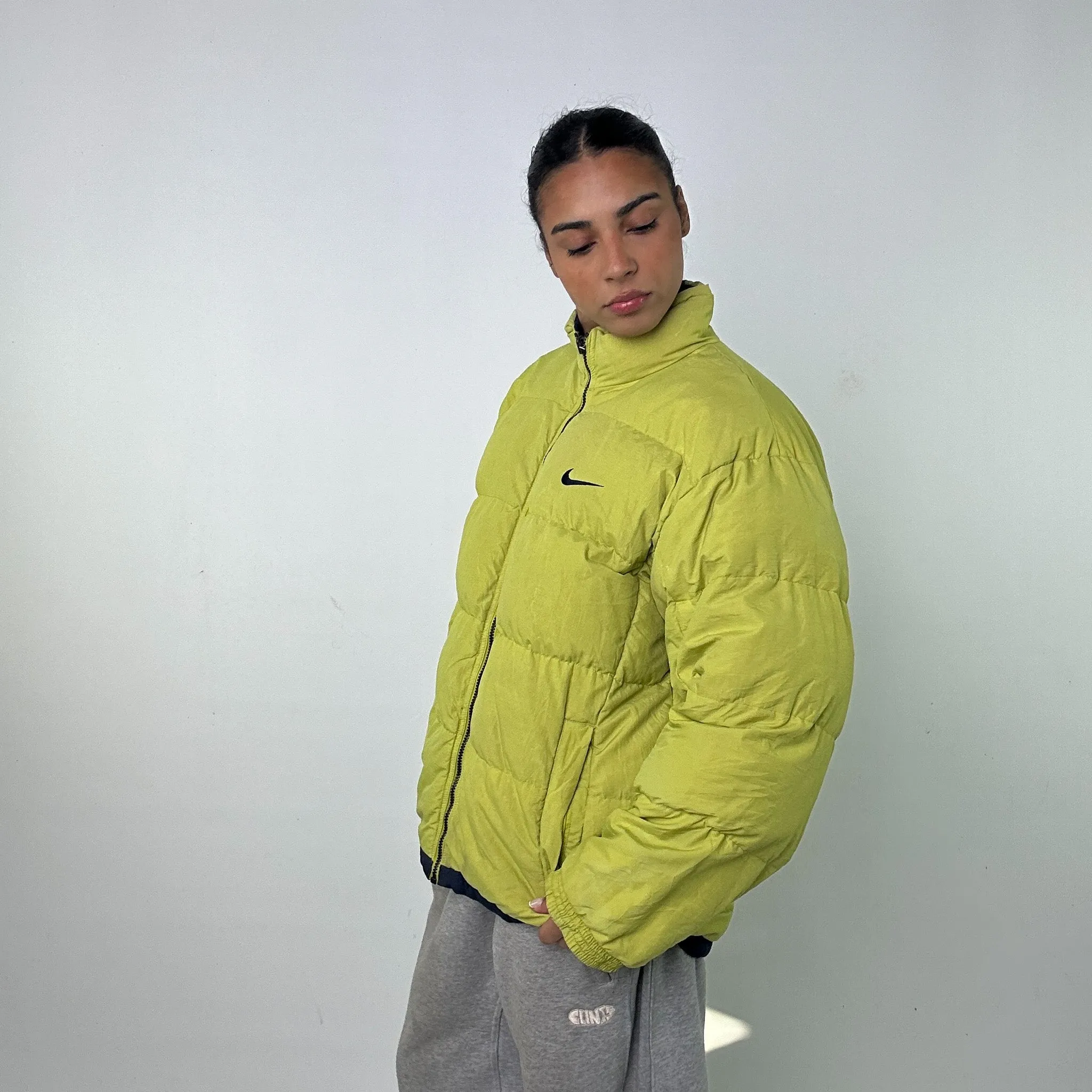 Green 90s NIKE Reversible Puffer Jacket Coat (L)