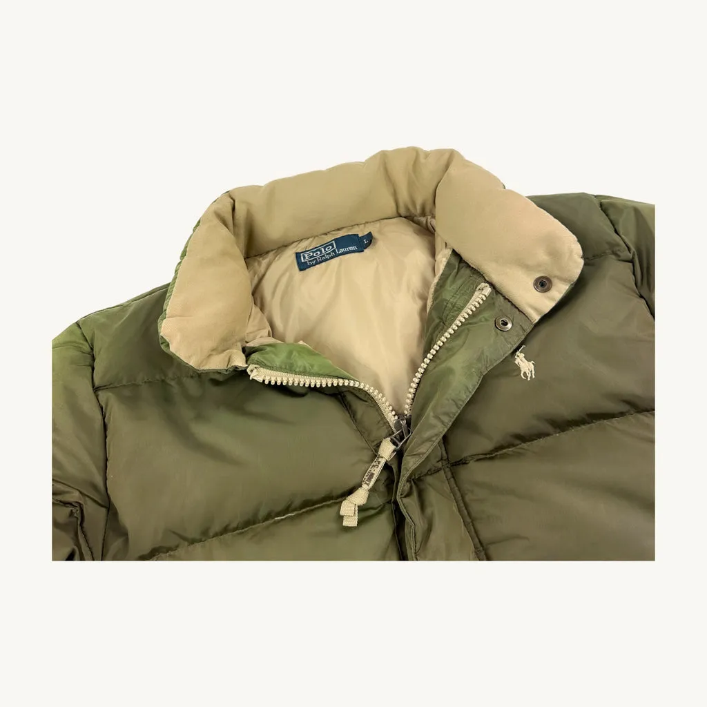 Green 90s Polo Ralph Lauren Puffer Jacket Coat (L)