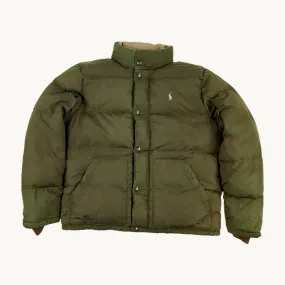 Green 90s Polo Ralph Lauren Puffer Jacket Coat (L)