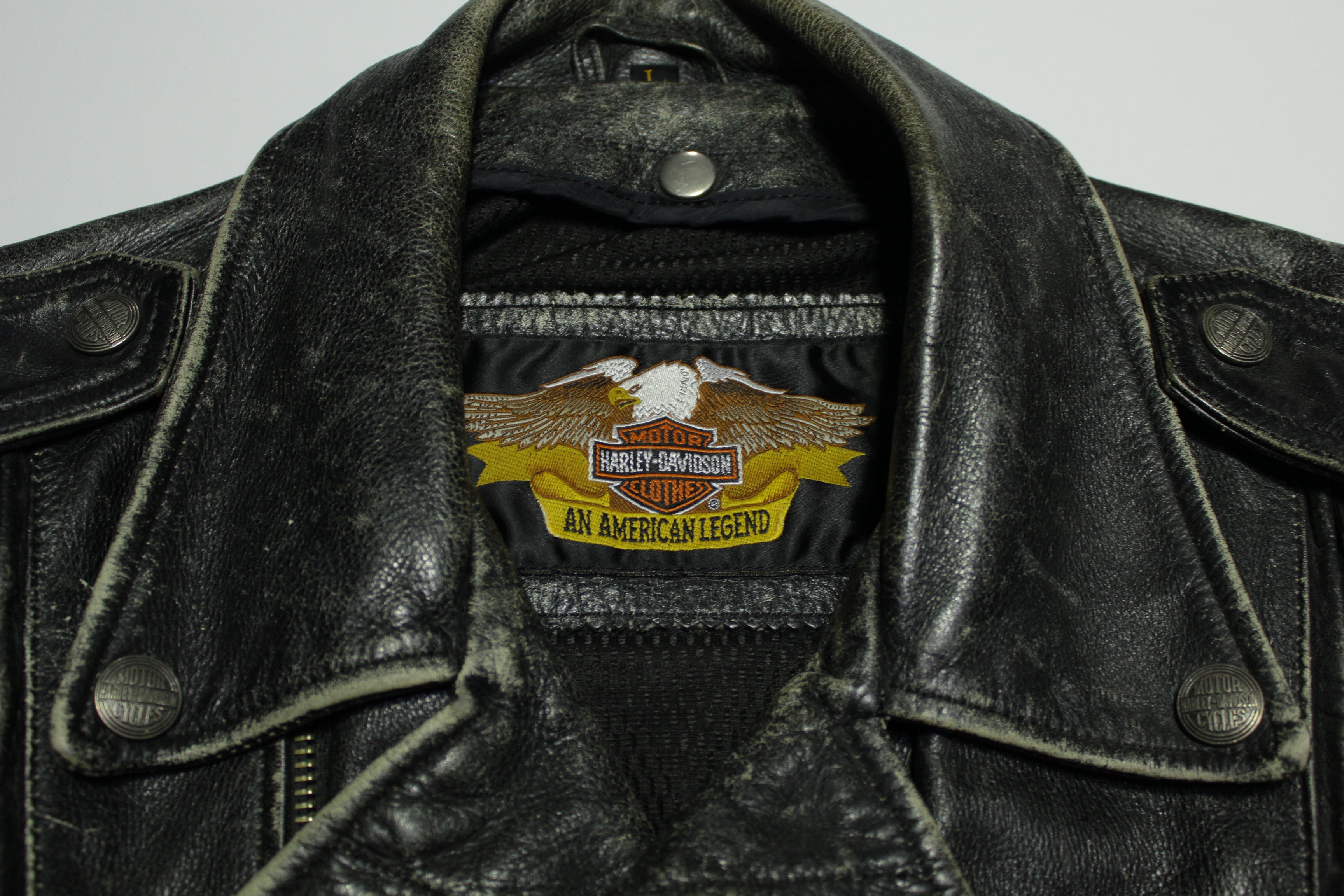 Harley Davidson Motor Clothes Vintage 90's Buckle Vented Perfectly Faded Leather Jacket