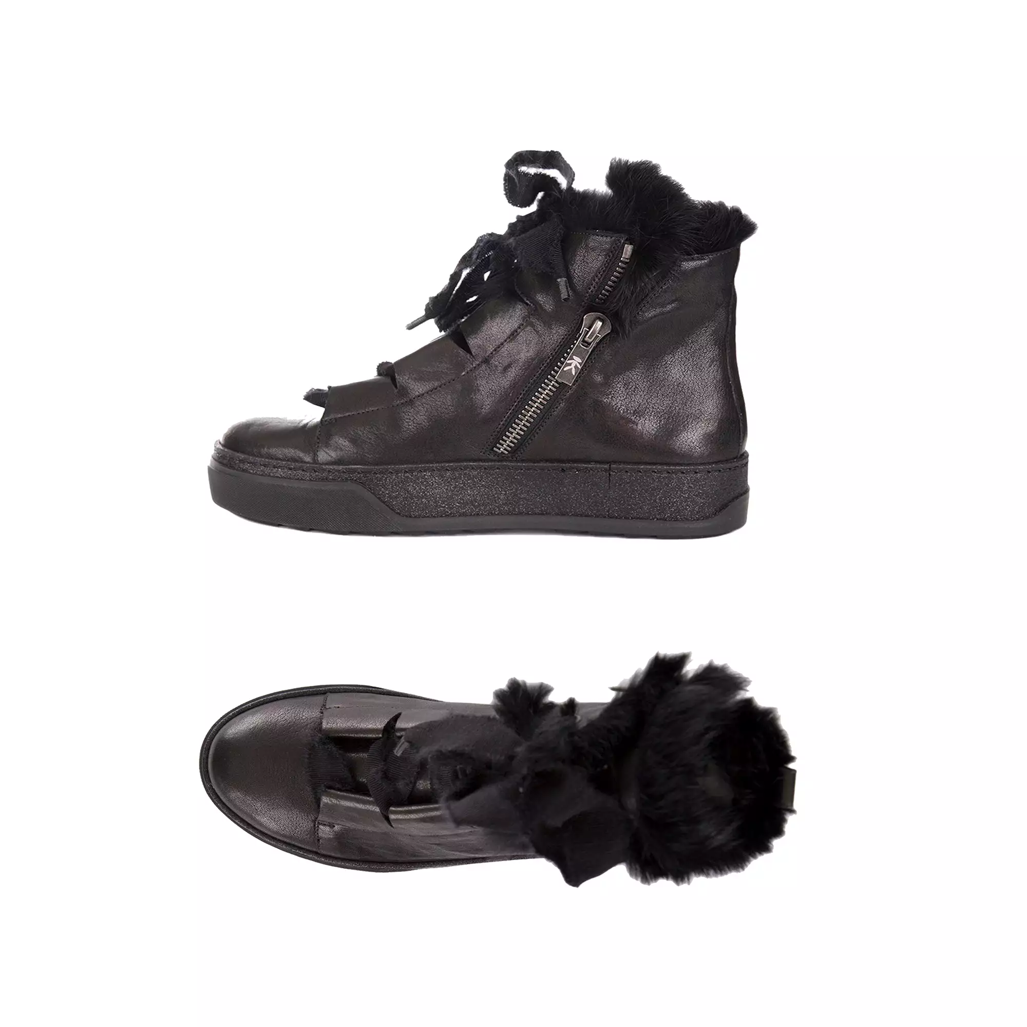 High Sneaker Fur Metal Wash Black