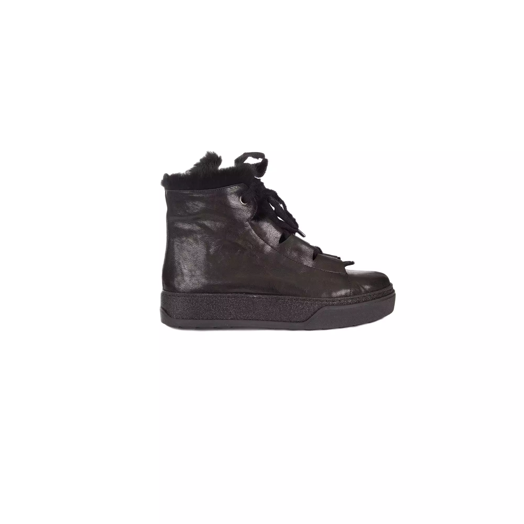 High Sneaker Fur Metal Wash Black