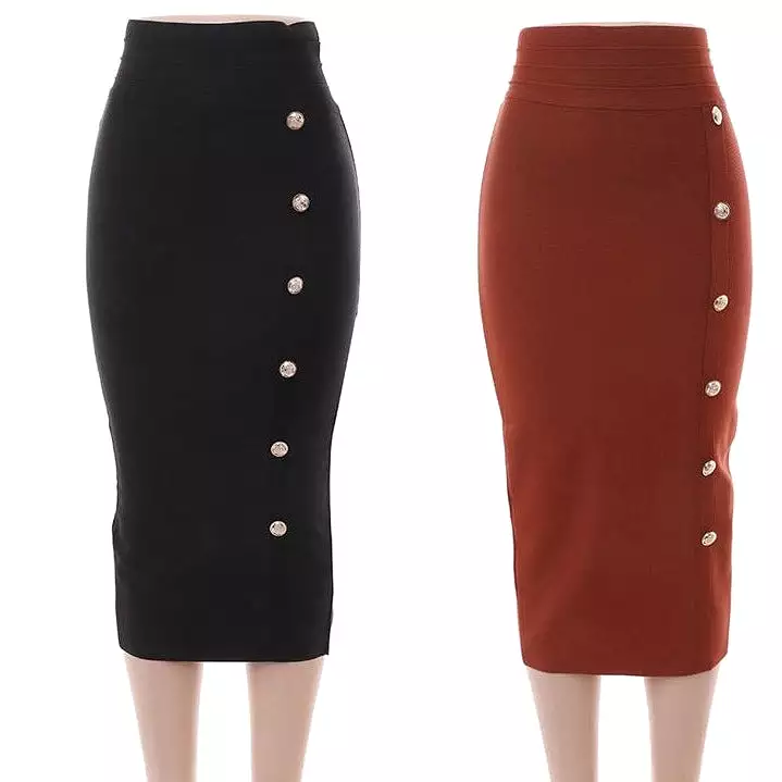 High Waist Sexy Button Bodycon Bandage Skirt