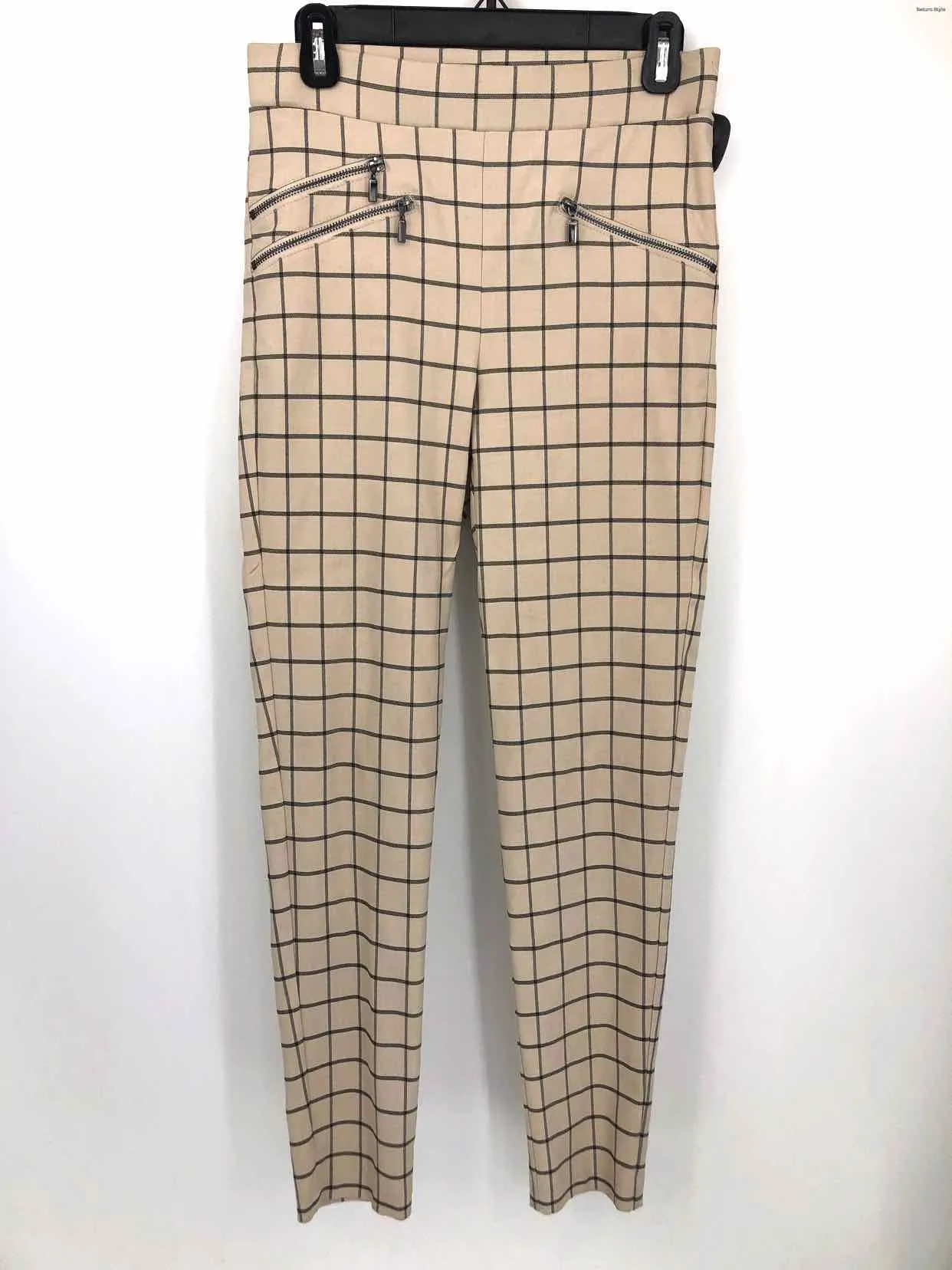 JOSEPH RIBKOFF Cream Black Plaid Size 8  (M) Pants