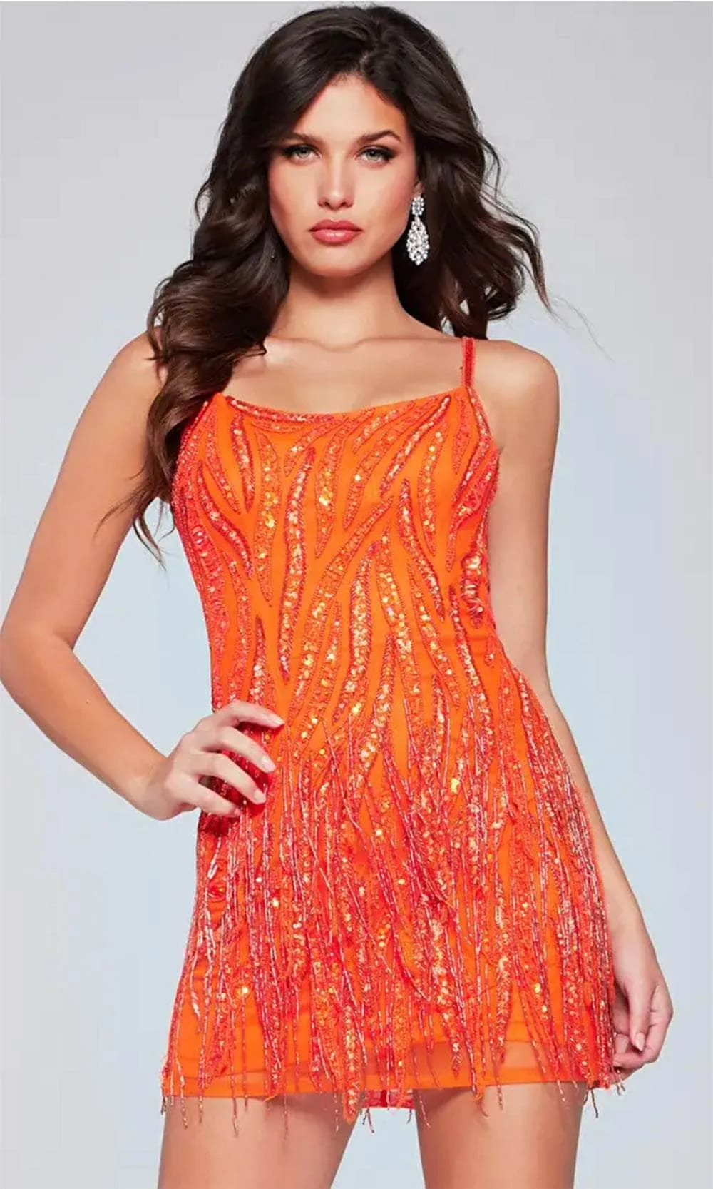 Jovani 39628 - Sequin Fringed Cocktail Dress