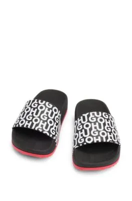 Kids' lightweight slides with stacked-logo strap