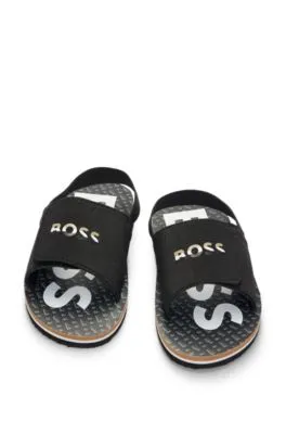 Kids' slides with ankle strap and branding