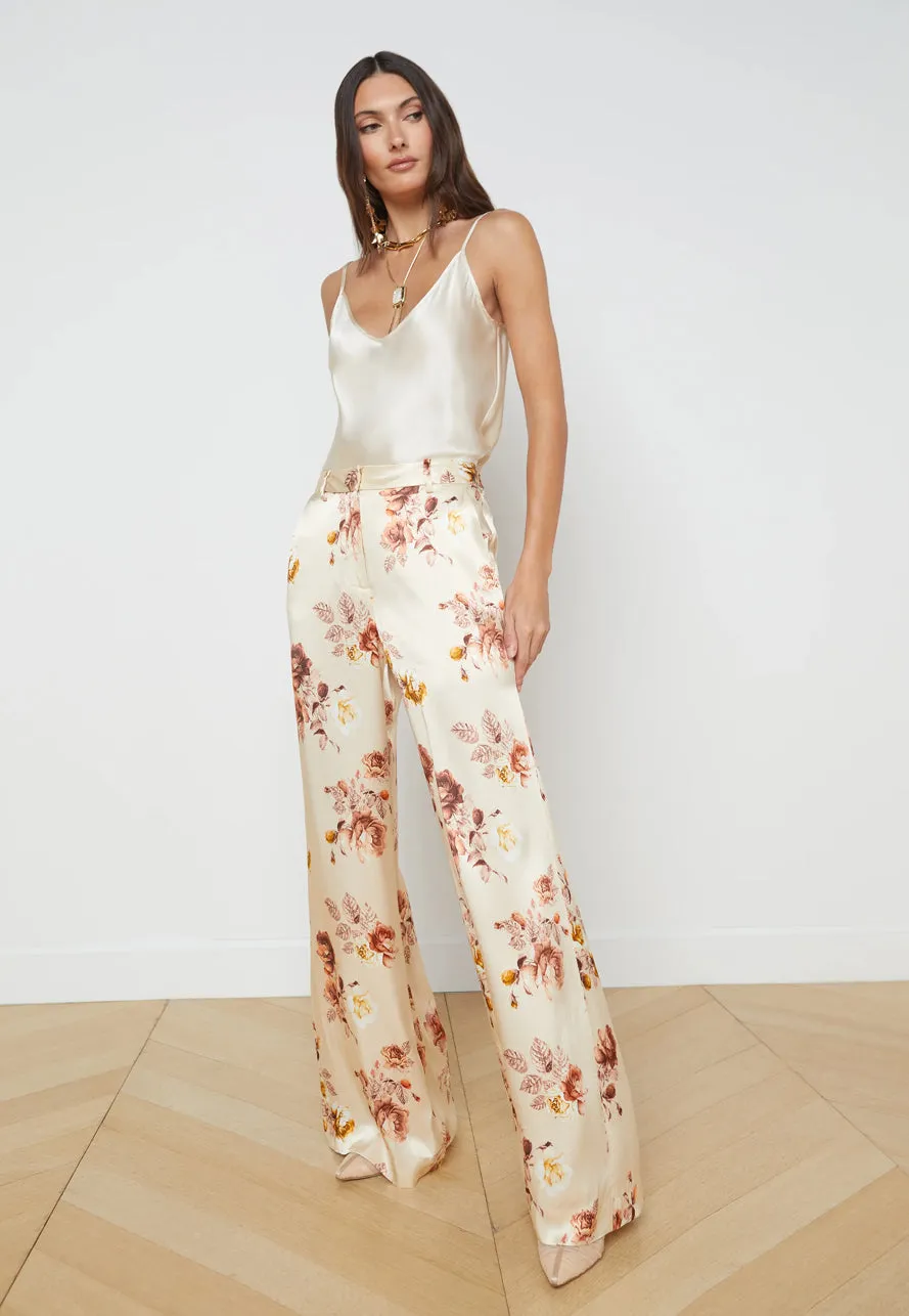 L’agence - Pilar Wide Leg Pant - Buff Multi Tonal Rose Floral