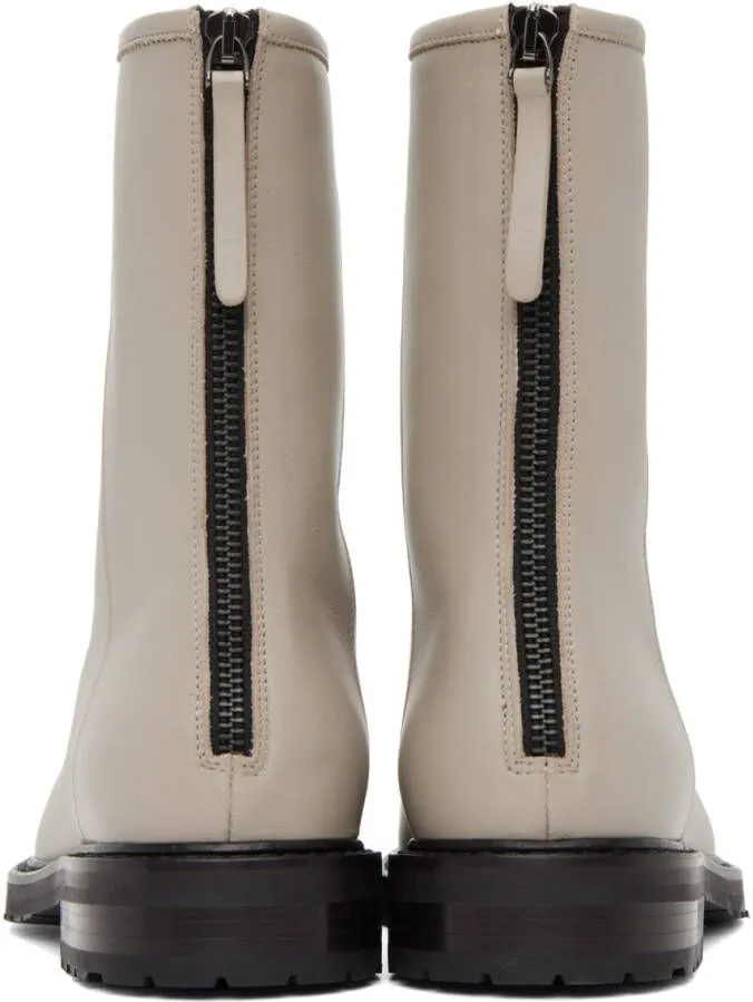 Legres Beige Leather Combat Boots