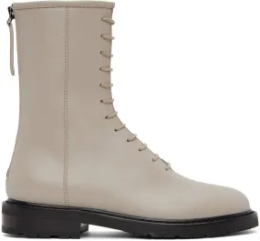 Legres Beige Leather Combat Boots