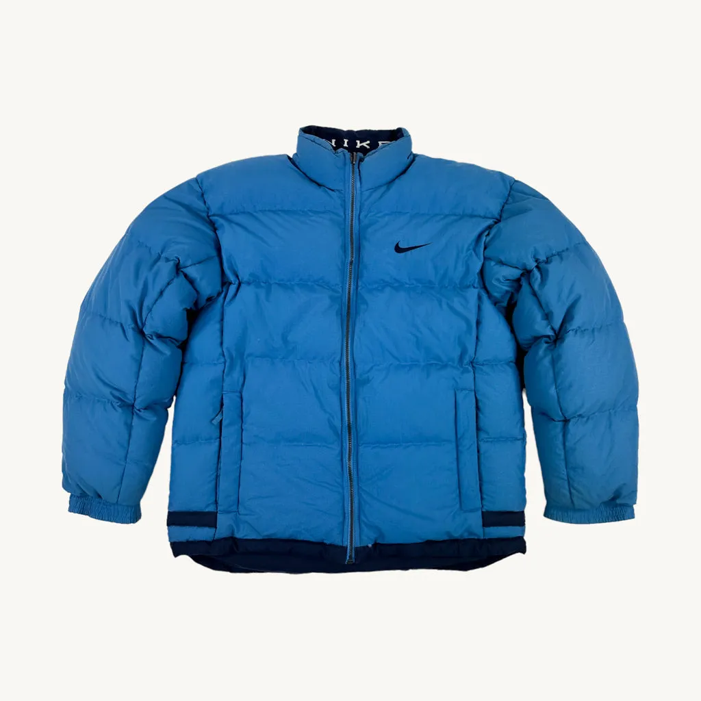 Light Blue 90s NIKE Reversible Puffer Jacket Coat (L)