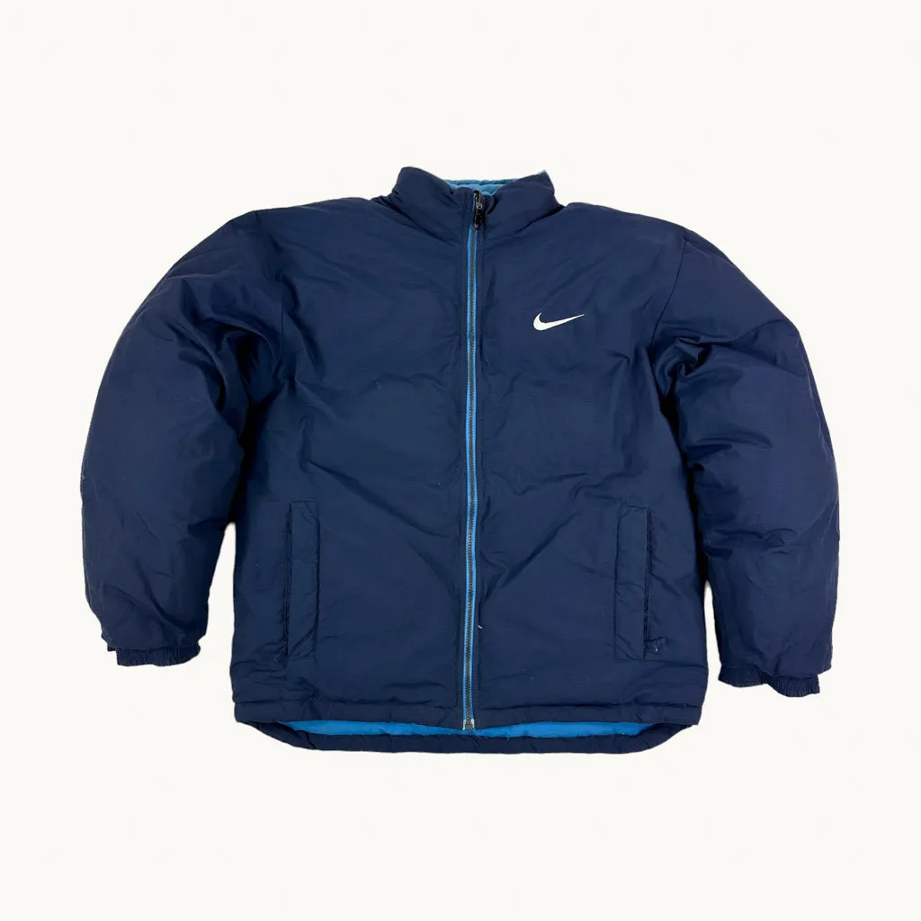 Light Blue 90s NIKE Reversible Puffer Jacket Coat (L)