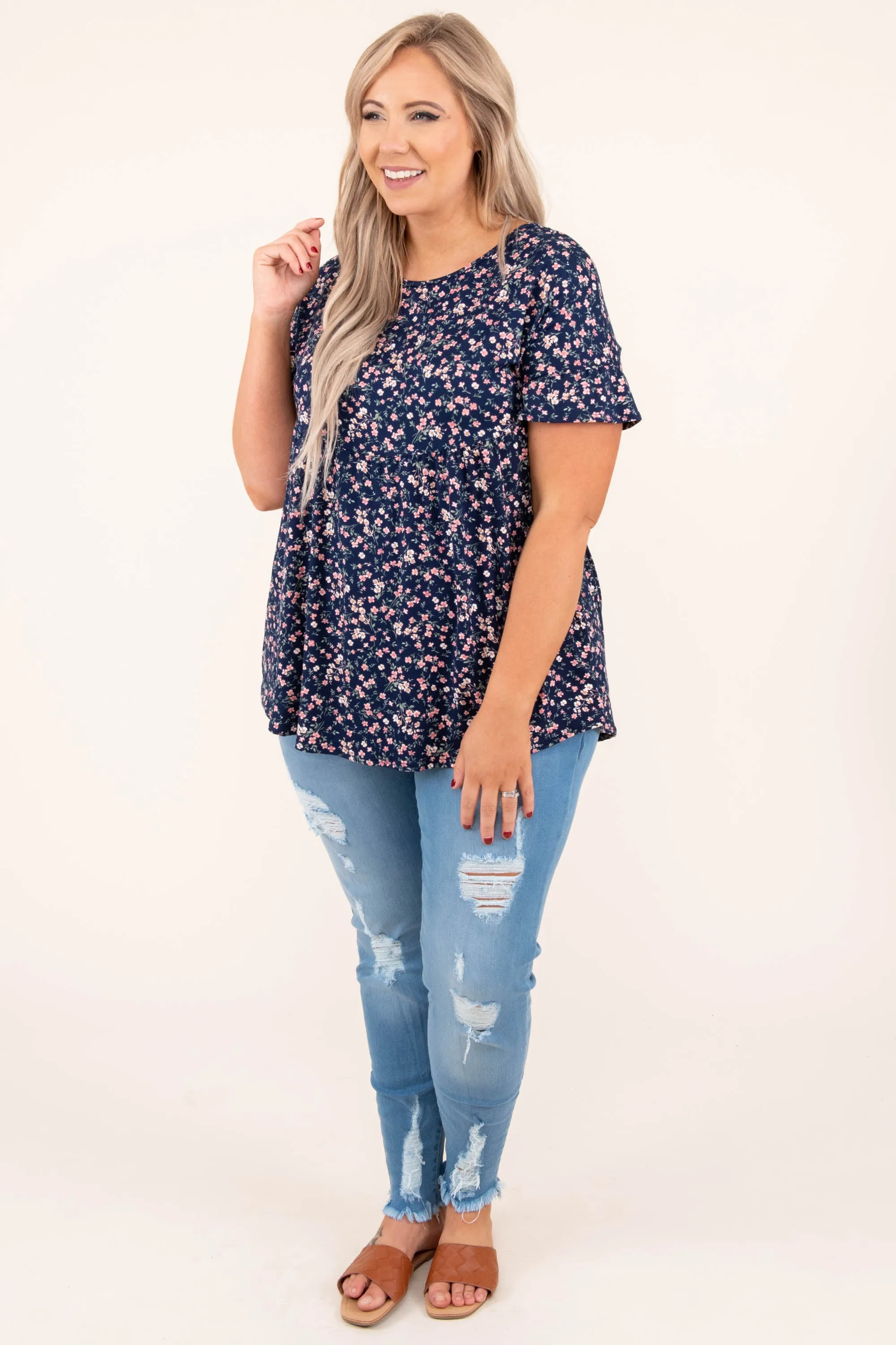 Lovely Melody Top, Navy