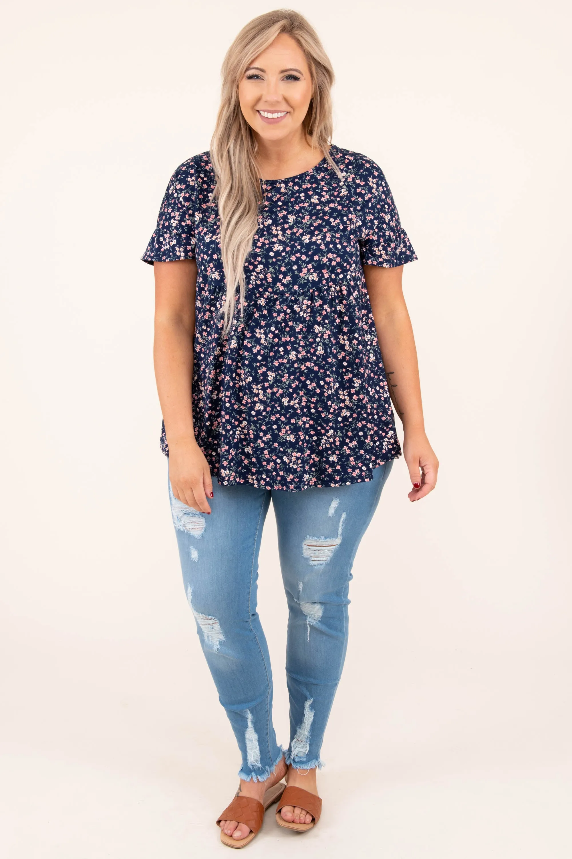 Lovely Melody Top, Navy