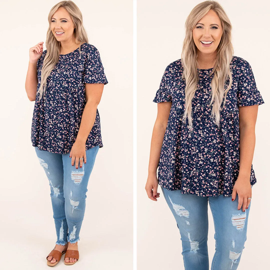 Lovely Melody Top, Navy