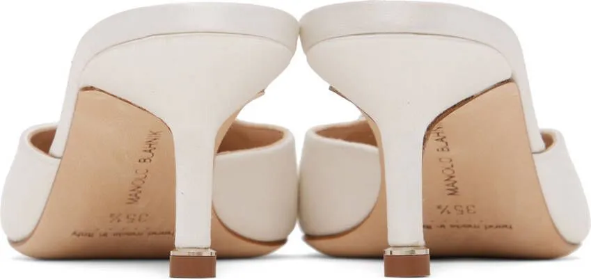 Manolo Blahnik White Hangisimu Mules