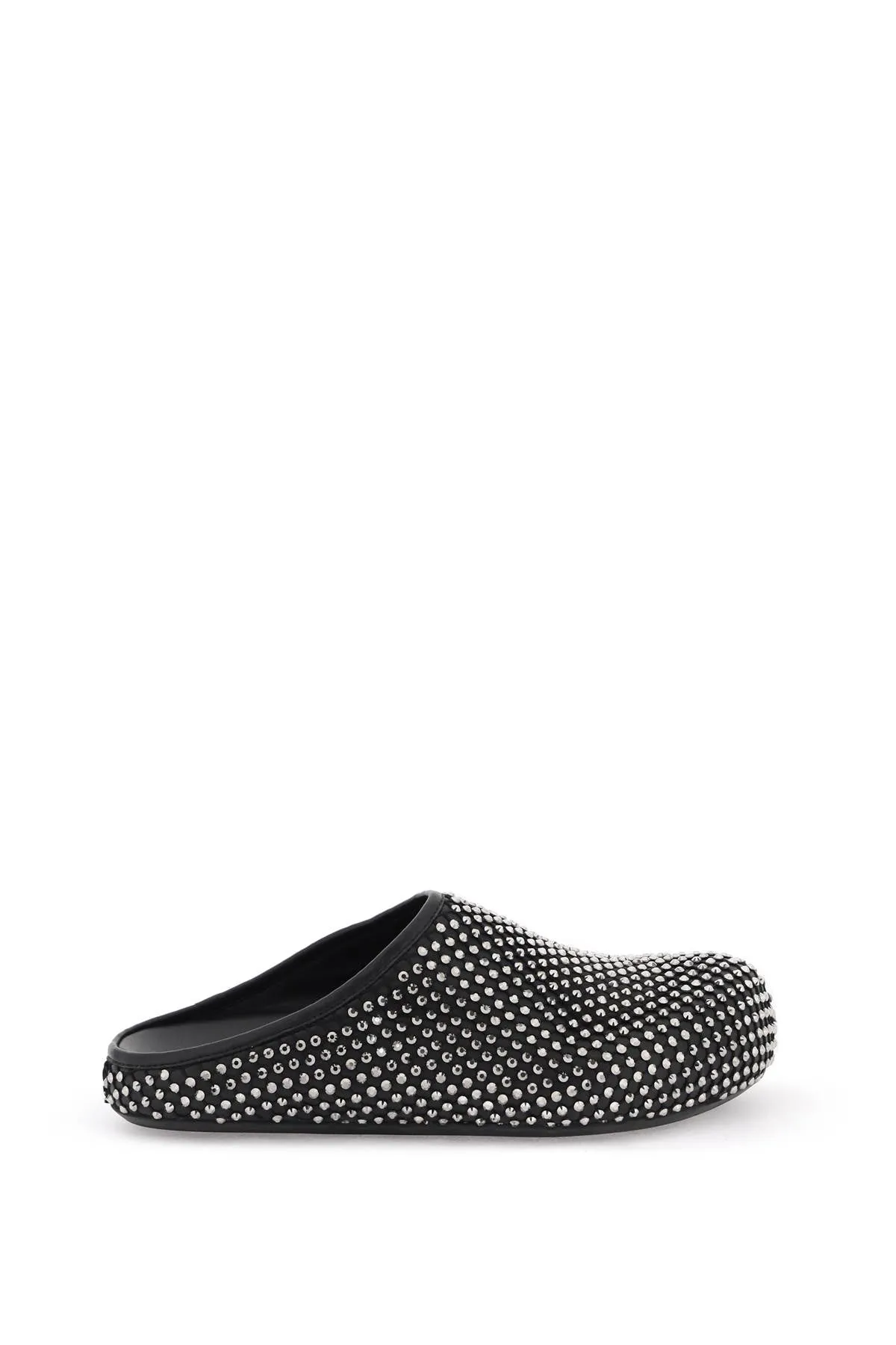 Marni Leather Fussbett Clogs With Rhinestones   Black