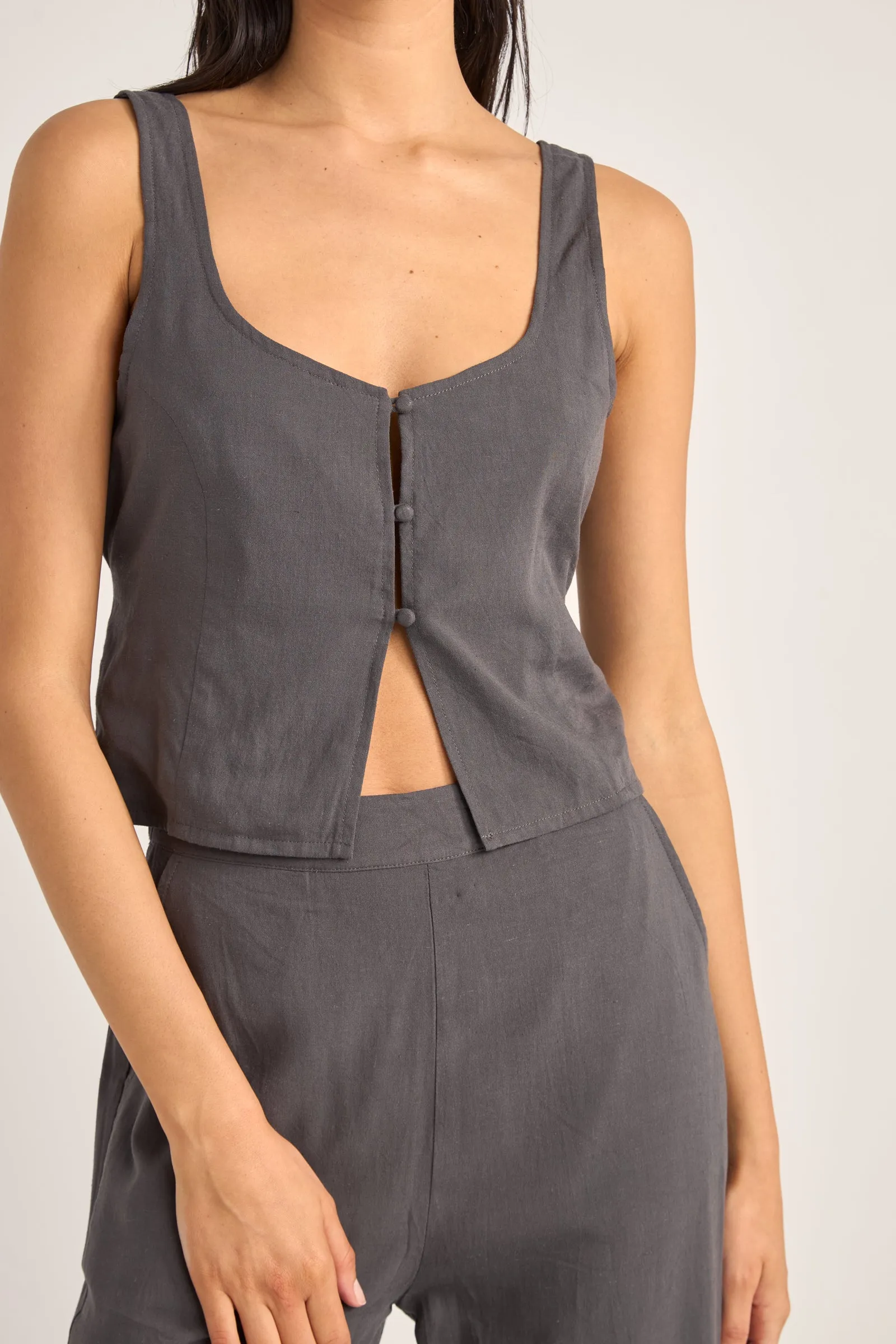 Maya Vest Top Charcoal