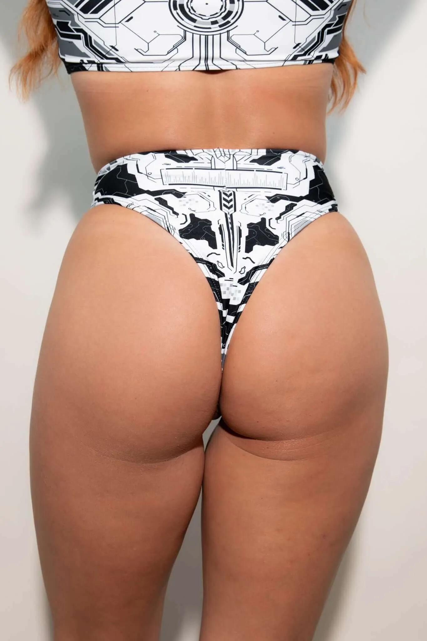 Mechanoid High Waisted Thong - White