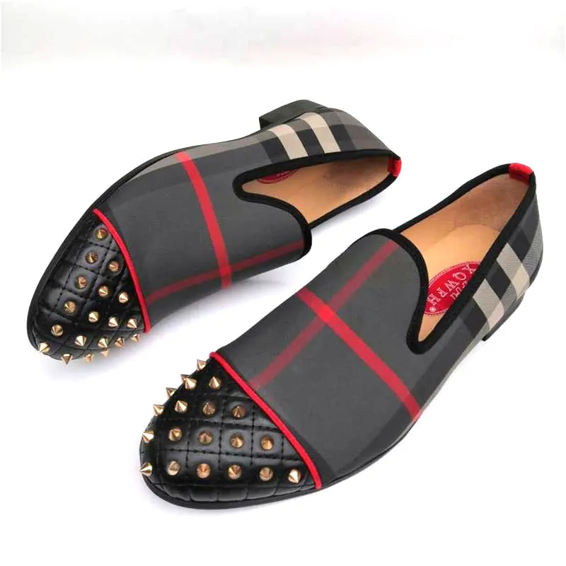 Men's Autumn Nylon Breathable Grid Pattern Slip-On Casual Loafers