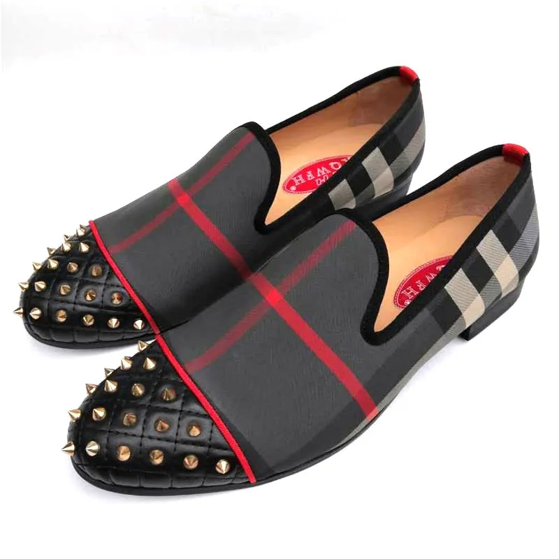 Men's Autumn Nylon Breathable Grid Pattern Slip-On Casual Loafers