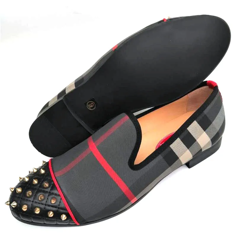 Men's Autumn Nylon Breathable Grid Pattern Slip-On Casual Loafers