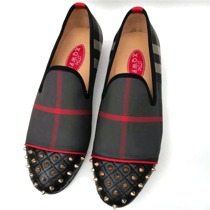 Men's Autumn Nylon Breathable Grid Pattern Slip-On Casual Loafers