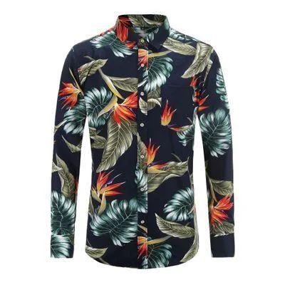 Men's Paisley Print Floral Luxury Fashion Casual Long Sleeve Button Shirts