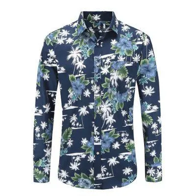 Men's Paisley Print Floral Luxury Fashion Casual Long Sleeve Button Shirts