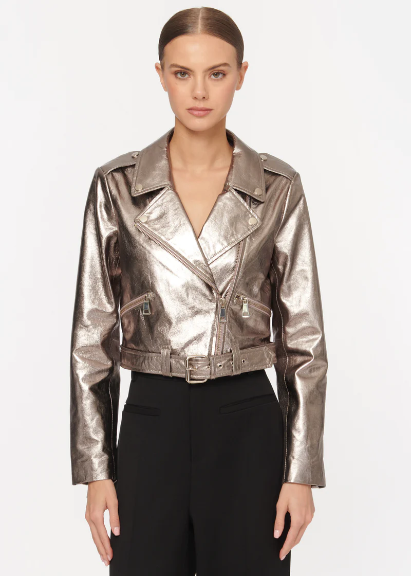 Metallic Fog Kali Leather Jacket