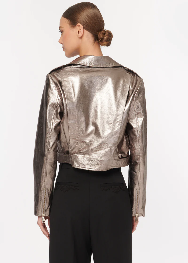 Metallic Fog Kali Leather Jacket