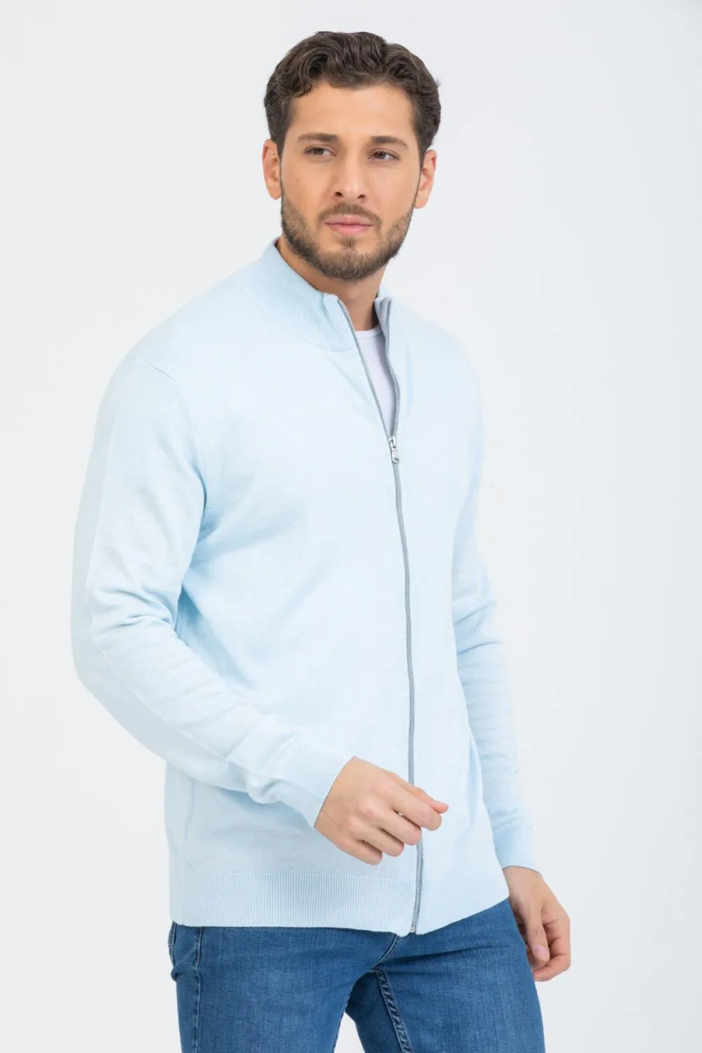 Microfiber Man Sweater Light Blue