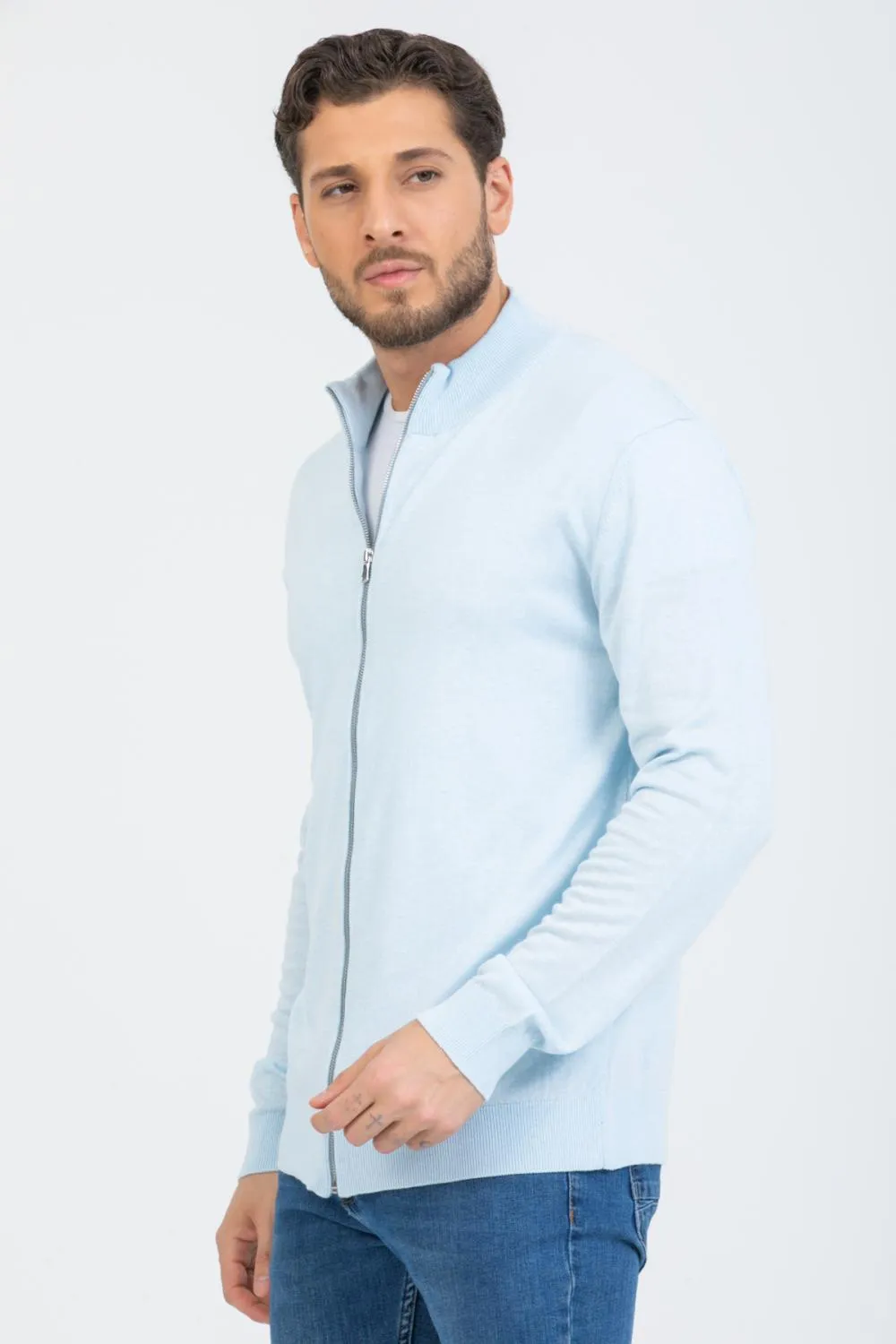 Microfiber Man Sweater Light Blue