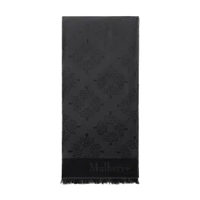 MULBERRY Logo Tree Fringed Scarf - Black